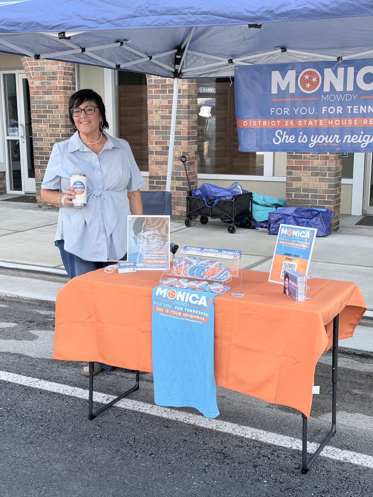Monica at her campaign booth during Crossville Downtown Crossroads