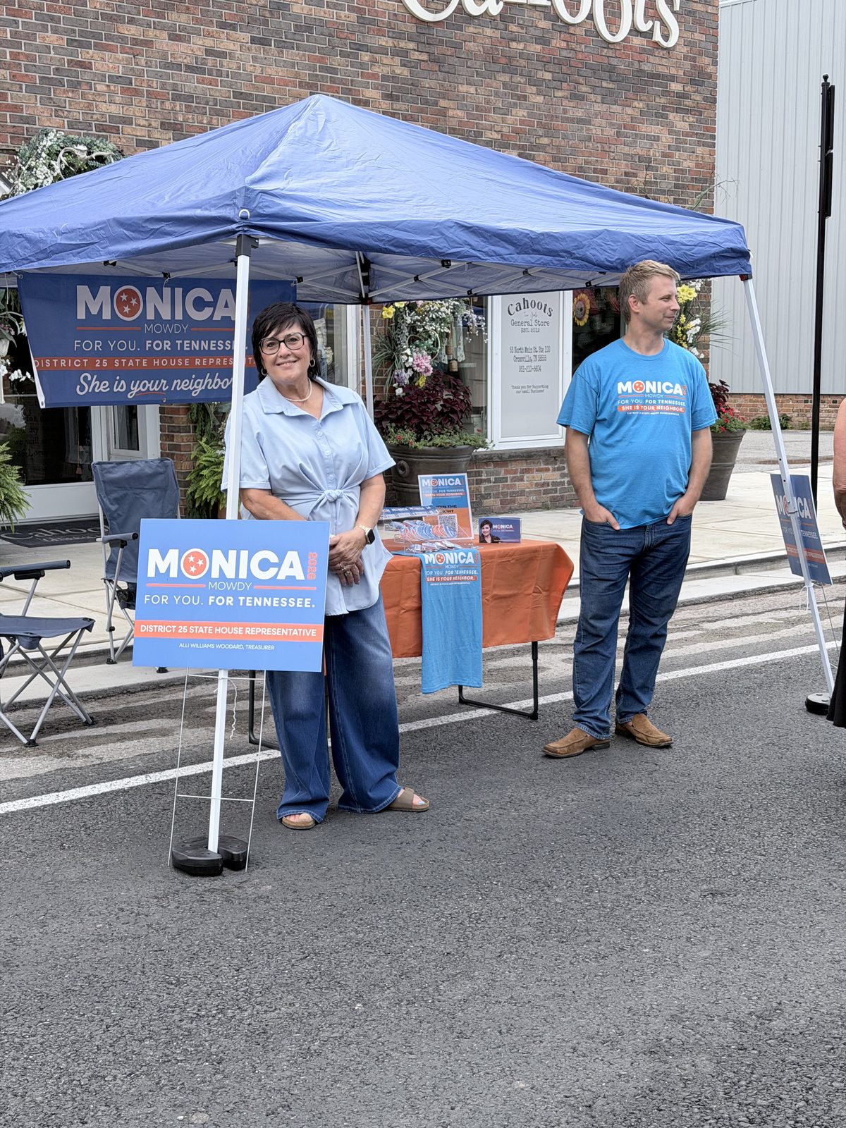 Volunteers at the Monica campaign booth during Crossville Downtown Crossroads