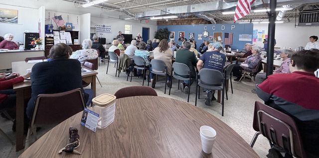 A packed room at the Cumberland County Democratic Party meeting