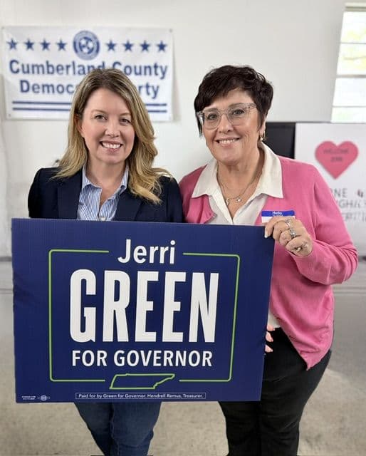 Monica with Jerri Green at a Cumberland County Democrats event