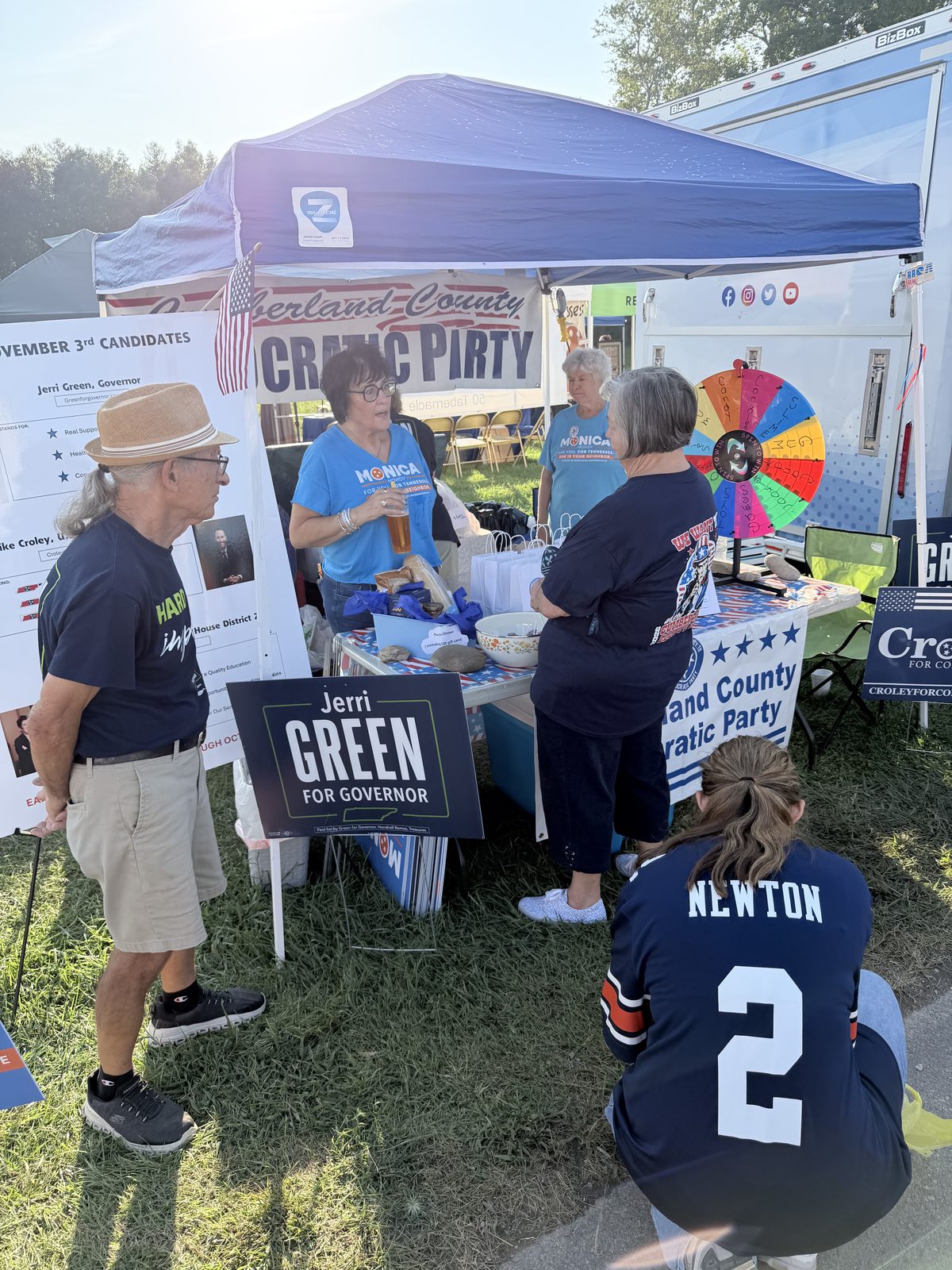 Volunteers at the Democratic Party booth during the Cumberland County Fair