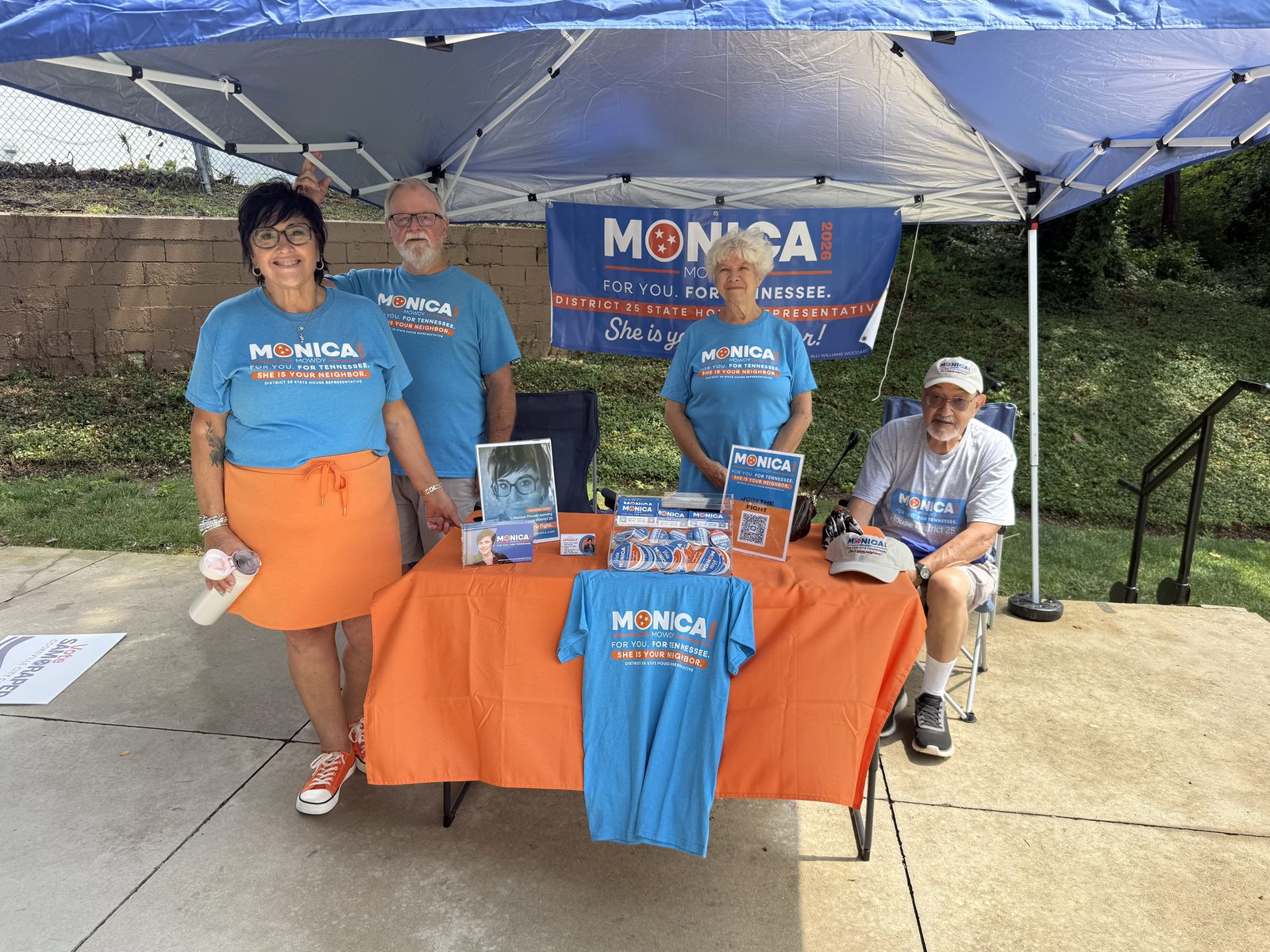 The Monica campaign table in Putnam County with Jerri Green