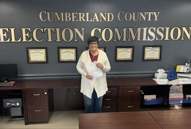Monica filing her candidacy at the Cumberland County Election Commission